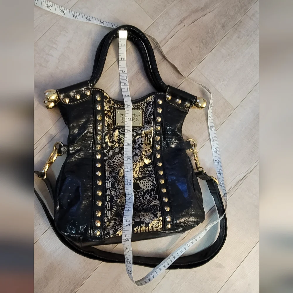 SALE Vintage Ed Hardy Mini Hobo Cross body  Purse 😍 Black with Gold Hardware! - Picture 13 of 15